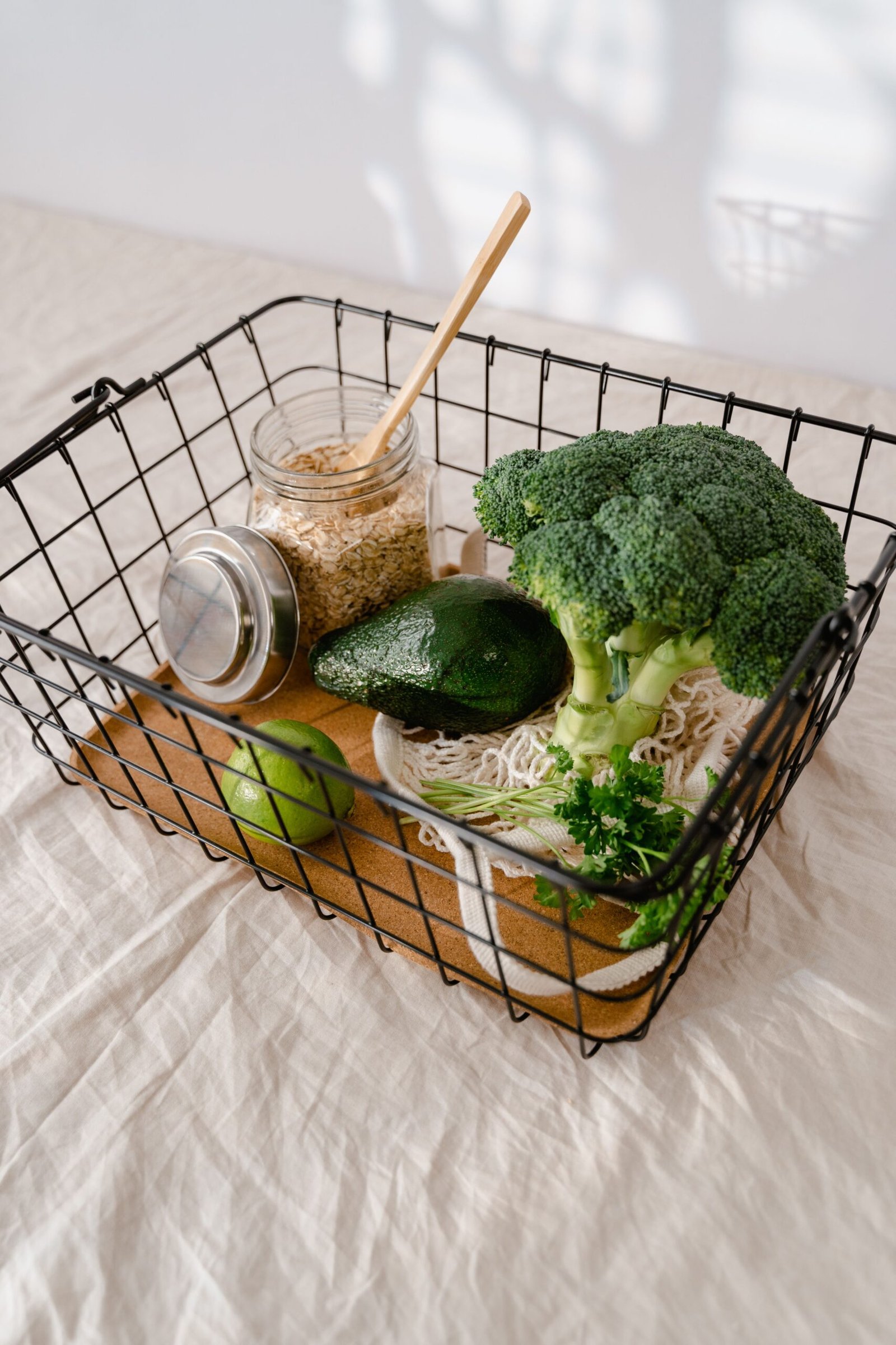 Fresh vegetables, avocado and oats for healthy budget meals